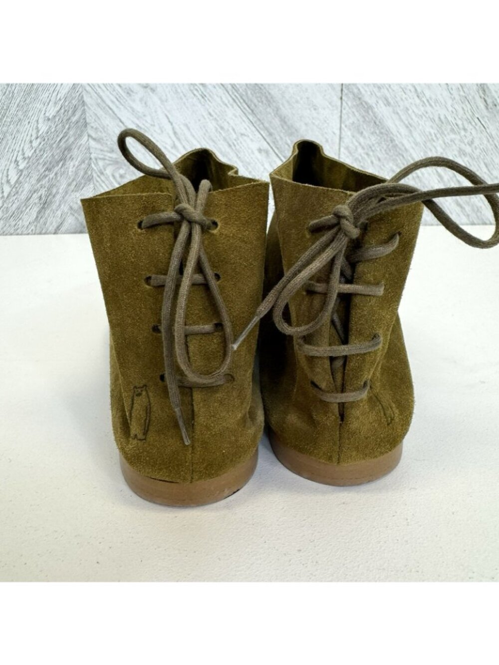 Shoe the Bear Suede Ankle Booties Shoes Back Lace Olive Green Women EU 41 US 10 - Picture 5 of 10